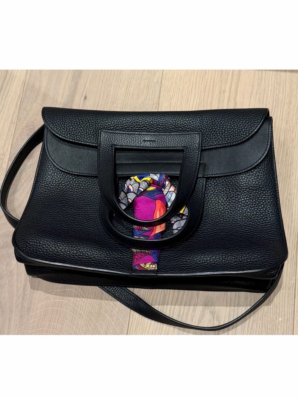 Hermes Black Leather Satchel Twilly not included